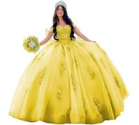 Yifanier Magnifiques Robes de quinceañera à épaules dénudées Robes de Bal Bouffantes en Dentelle, Robes de soirée