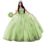 Yifanier Magnifiques Robes de quinceañera à épaules dénudées Robes de Bal Bouffantes en Dentelle, Robes de soirée