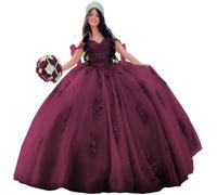 Yifanier Magnifiques Robes de quinceañera à épaules dénudées Robes de Bal Bouffantes en Dentelle, Robes de soirée