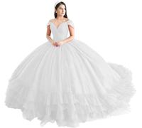 Yifanier Off Shoulder Quinceanera Dresses Sweet 15 16 Dresses for Women Puffy Ball Gown Pleated Tulle Quinceanera MT006