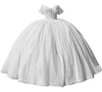 Yifanier Robe de Quinceanera à Perles Scintillantes avec traîne Robe de Bal Bouffante Robe de Bal Longue à Paillettes Robes Sweet 15 16 MT007