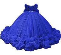 Yifanier Robe en Tulle cinquième Robe volantée plissée de Bal en Tulle Moelleux Épaule dégagée perlée Sweet 16 Ball Sportswear