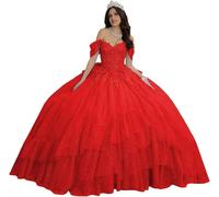 Yifanier Robes de Quinceanera à Volants épaules dénudées nœud en Tulle traîne Douce 16 MT025