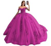 Yifanier Sweet 16 Robe de Quinceanera en Tulle et Dentelle Scintillante - Perles, Fleurs 3D, Moelleuse - MT003