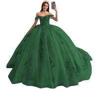 Yifanier Sweet 16 Robe de Quinceanera en Tulle et Dentelle Scintillante - Robe de Bal Moelleuse Avec Perles et Fleurs 3D MT003