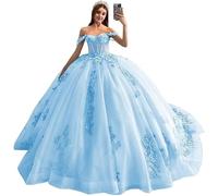 Yifanier Sweet 16 Robes de Quinceanera Robes de Bal Robes de Bal en Tulle Robes de Quinceanera en Dentelle Scintillante Perles Fleurs 3D Robes de Bal moelleuses Robes de Dentelle Scintillantes MT003