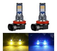 Yifengshun 2 pièces H8 / H11 LED jaune + bleu feux de brouillard, 24SMD 3030 2 couleurs H8 H11 LED pour la voiture frontale brouillard lumière Daytime lumières DRL 12V