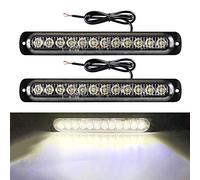 yifengshun 2x 12LEDS Led Stroboscope Voiture Avertissement D'urgence Lumières Strobe Voyants D'avertissement Bar Lumière de Mode de Clignotant Moto(blanc)