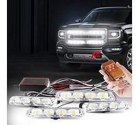 yifengshun Gyrophare LED 4 en 1 Télécommande Sans Fil DC12V -lumière stroboscopique feux DRL clignotant magnetique d'urgence signalement lumières pour auto véhicule(Blanc)