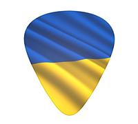 Yifhdes Médiator de guitare unique, fin, moyen, lourd et extra lourd présenté pour guitare acoustique et électrique (drapeau du pays de l'Ukraine)