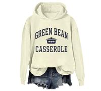 Yifinomi Sweat à capuche avec cocotte de haricots verts drôle et inscription « Green Bean », Jaune crème-1, XL