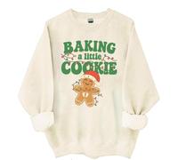 Yifinomi Sweatshirt de Noël pour la Grossesse pour Femmes, Sweat-shirt "En Train de Faire Grandir un Petit Cookie", T-shirt "En Train de Cuire un Petit Cookie", Khika., S