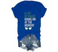 Yifinomi T-shirt à col en V « A Lot of Magic Going On at The Moment », bleu saphir, S