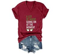 Yifinomi T-shirt à col en V « A Lot of Magic Going On at The Moment », Bordeaux-V, XL