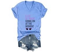 Yifinomi T-shirt à col en V « A Lot of Magic Going On at The Moment », Carolina Blue-v, 3XL