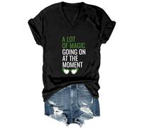 Yifinomi T-shirt à col en V « A Lot of Magic Going On at The Moment », Noir-V., L