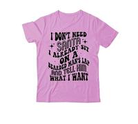 Yifinomi T-shirt humoristique à col en V « I Don't Need Santa I Already sit on a Bearded Mans Lap and Tell him What I Want », Rose - 1, L
