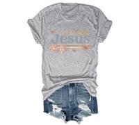 Yifinomi T-shirt « It's All About Jesus » T-shirt à col en V avec inscription « It's All About Jesus » pour femmes et hommes, gris, XL