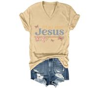 Yifinomi T-shirt « It's All About Jesus » T-shirt à col en V avec inscription « It's All About Jesus » pour femmes et hommes, Carolina Blue-v, XL