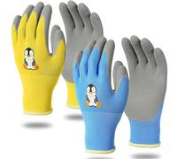YIFLorine TANG Gants Jardinage Enfant, 2 Paires Gants de Travail Latex Anti Epine de Protection Multi-Usages pour Garçons et Filles, Taille 4, 5-7 Ans, Jaune et Bleu