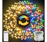 YIFMOO Guirlande lumineuse à piles 20 m 200 LED, blanc chaud + multicolore, avec minuterie/télécommande, 12 modes, à intensité variable, changement de couleur, éclairage de Noël pour intérieur, fête