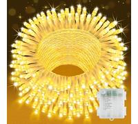 YIFMOO Guirlande lumineuse d'extérieur à piles - 20 m - 200 LED - Avec minuterie - 8 modes - Blanc chaud - Étanche - Pour chambre, fête, balcon, sapin de Noël