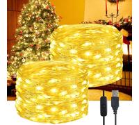 YIFMOO Guirlande lumineuse LED USB étanche, 5 m, 50 LED, avec interrupteur, fil de cuivre, pour intérieur et extérieur, Noël, chambre, fête, décoration