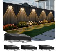 YIFMOO Lot de 4 lampes solaires étanches - Applique murale avec 4 modes et RVB - Lampes LED pour terrasse, mur, escaliers