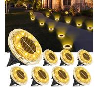 YIFMOO Lot de 8 lampes solaires d'extérieur - 8 LED - Étanche - Blanc chaud - Pour jardin, allée, trottoir, terrasse, pelouse