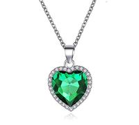 Yifnny Titanic Collier Coeur de l'Océan, Collier Classique Coeur de l'Océan Petit Collier Pendentif Coeur Saphir Collier Titanic Bijoux de Bal de Mariage pour Femme Filles (Vert)