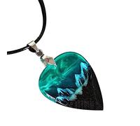 YIGEBAG Collier Médiator rétro fait main en résine époxy aurores boréales Pendentif créatif pour Homme et Femme