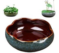YIGEBAG Pot de Fleur de Bol de Lotus, Bol Rond de Lotus, Bol de lys d'eau Claire, Bol de Lotus cultivé dans l'eau intérieure, Plantes hydroponiques succulentes Florales sans Support (Bleu+m)