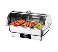 YIGECHENXIN Ensemble de Buffet à réchaud électrique Tout en Acier 600 W 220 V Contrôle de la température Grille Simple/Double/Triple Chauffe-Buffet Facile à Nettoyer (9 L),Three