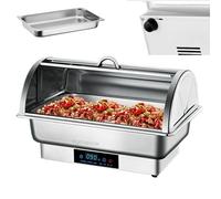 YIGECHENXIN Ensemble de Buffet à réchaud électrique Tout en Acier 600 W 220 V Contrôle de la température Grille Simple/Double/Triple Chauffe-Buffet Facile à Nettoyer (9 L),Single