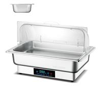 YIGECHENXIN Plats à réchauffer de Luxe 220 V 600 W Buffet Grille Simple/Double/Triple Chauffe-Plats Multifonctionnel Réchaud de Buffet rectangulaire Solide et Durable (9 L),Single