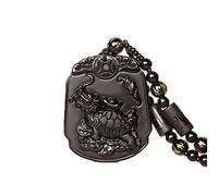 yigedan 100% pure naturelle Obsidienne lingots de l'argent Dragon Tortue riche Pendentif Collier
