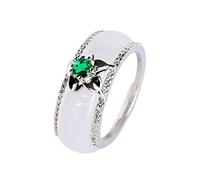 yigedan Bague de saint patron plaquée or 18 carats avec jade du Myanmar, Doré, Jade