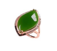 YIGEDAN Bague en jade verte naturelle et or jadéite pour femme, Pierre