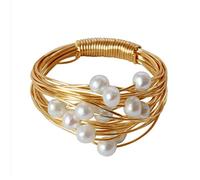 yigedan Bague pour femme en or jaune 14 carats avec perle naturelle baroque faite à la main