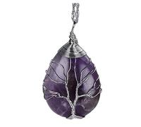 yigedan Collier avec pendentif arbre de vie en améthyste naturelle, Perle Résine, Améthyste pour Fille, Violet, Collier pour Adulte, Unisex