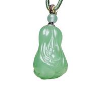yigedan Collier avec pendentif chou chinois en agate verte naturelle faite à la main, cordon tressé artisanal, porte-bonheur