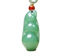 yigedan Collier avec pendentif en agate verte naturelle faite à la main, cordon tressé artisanal, breloque famille porte-bonheur
