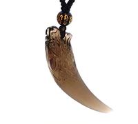 yigedan Collier avec pendentif en pierre d'obsidienne naturelle en forme de dent de loup
