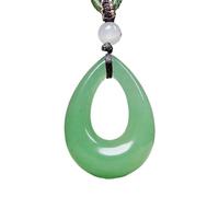 yigedan Collier avec pendentif ouvert en agate verte en forme de larme, bijou bohème réglable (symbole de sérénité et de flux positif)