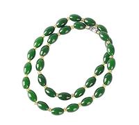 yigedan Collier de perles rondes en jade vert naturel