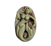 yigedan Collier vintage avec pendentif sirène en jade et pierre précieuse naturelle violette.
