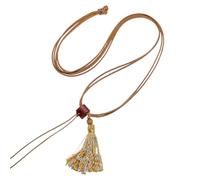 yigedan Cordon en cuir véritable avec pendentif coulissant réglable avec pompon multicolore doux, marron tressé pour fabrication de bijoux