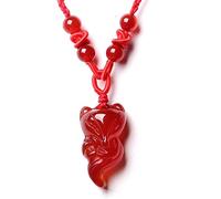 Yigedan Femme Agate Rouge Fox Queen Collier Pendentif pierre de mise à la terre protection Cadeau Saint Valentin