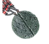 yigedan Lot de 2 pendentifs en jade naturelle vert foncé avec dragon et phénix