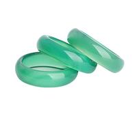 yigedan - Lot de 3 bagues en agate naturelle et pierre de jade verte